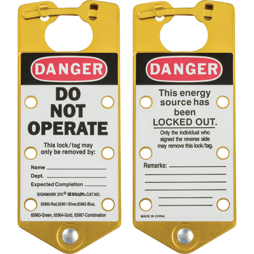 Labeled Lockout Hasps, Yellow Seaboard Timber Mart