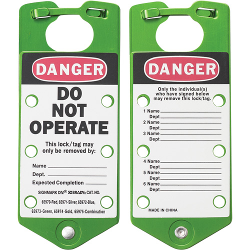 Labeled Lockout Hasps, Green Seaboard Timber Mart