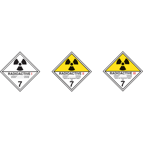 TDG Shipping Labels, Class 7, Radioactive I, Paper Seaboard Timber Mart