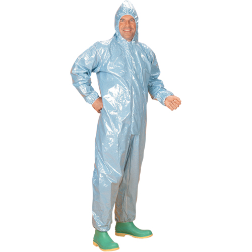 0.5 Mil CRFR Hooded Coveralls, Medium, Blue, FR Treated Fabric Seaboard Timber Mart