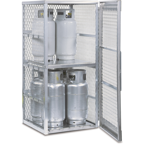 Aluminum LPG Cylinder Locker Storage, 8 Cylinder Capacity, 30" W x 32" D x 65" H, Silver Seaboard Timber Mart