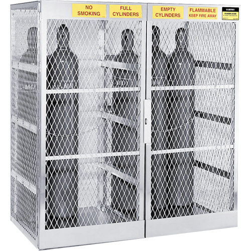 Aluminum LPG Cylinder Locker Storage, 20 Cylinder Capacity, 60" W x 32" D x 65" H, Silver Seaboard Timber Mart