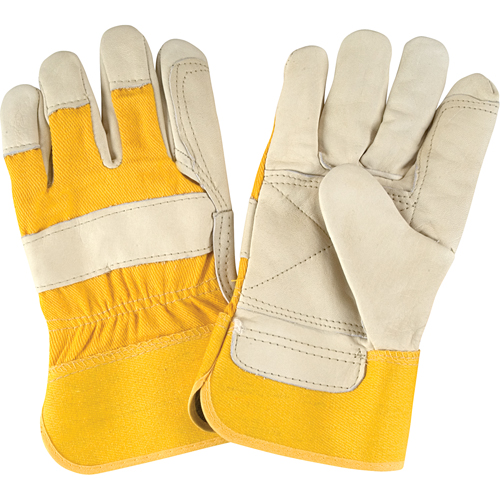 Gants d'ajusteur de premi&egrave;re qualit&eacute;, Grand, Paume en Cuir fleur de vache, Doublure en Coton Seaboard Timber Mart