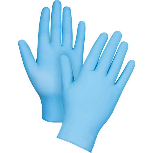 Gants jetables de calibre m&eacute;dical r&eacute;sistants &agrave; la perforation, Moyen, Nitrile, 3,5 mils, Sans poudre, Bleu, Classe 2 Seaboard Timber Mart
