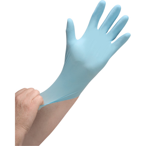 Gants jetables de calibre m&eacute;dical r&eacute;sistants &agrave; la perforation, Moyen, Nitrile, 3,5 mils, Sans poudre, Bleu, Classe 2 Seaboard Timber Mart
