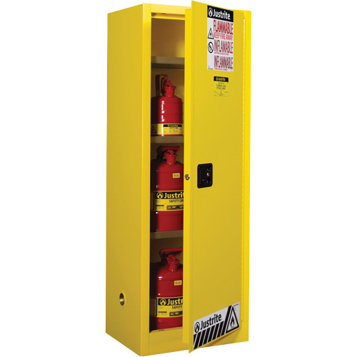 Sure-Grip&reg; EX Slimline Flammable Safety Cabinet, 22 gal., 1 Door, 23.25" W x 65" H x 18" D Seaboard Timber Mart