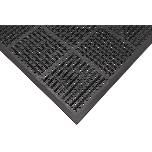 Tapis r&eacute;versible Outfront no 227, Caoutchouc, Grattoir Type, Motif &agrave; fentes, 3' x 6', Noir Seaboard Timber Mart