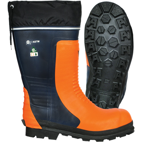 Bushwhacker Chainsaw Boots, Rubber, Steel Toe, Size 6, Puncture Resistant Sole Seaboard Timber Mart