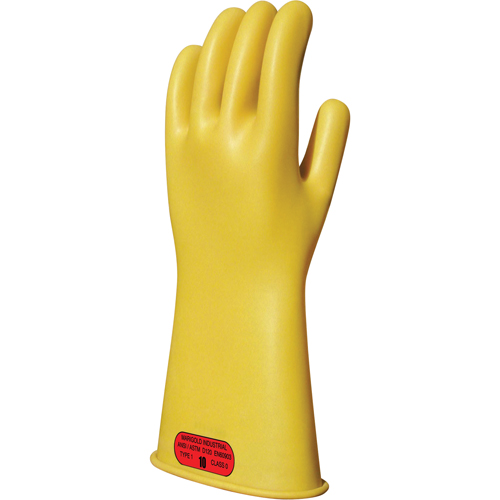 Yellow Natural Rubber Insulating Gloves, ASTM Class 0, Size 8, 14" L Seaboard Timber Mart