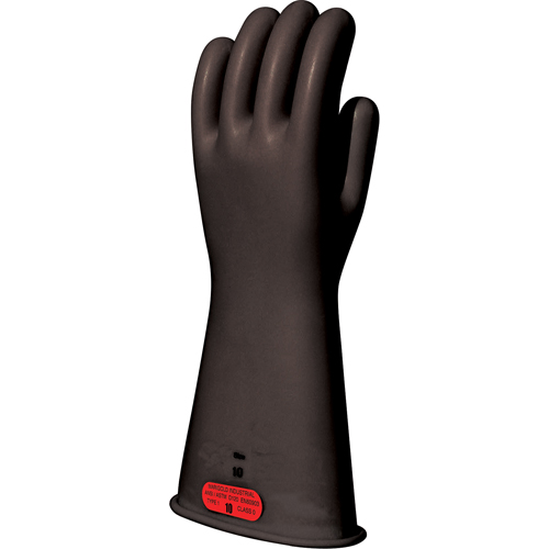 Black Natural Rubber Insulating Gloves, ASTM Class 0, Size 8, 14" L Seaboard Timber Mart