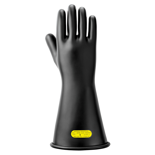 Black Natural Rubber Insulating Gloves, ASTM Class 2, Size 10, 14" L Seaboard Timber Mart