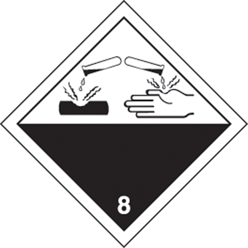 &eacute;tiquettes d'exp&eacute;dition TMD, Classe 8, Corrosifs, Vinyle Seaboard Timber Mart