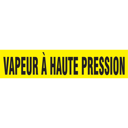Marqueurs de tuyau "Vapeur &agrave; Haute Pression", Autocollant, 4" h x 24" la, Noir sur jaune Seaboard Timber Mart