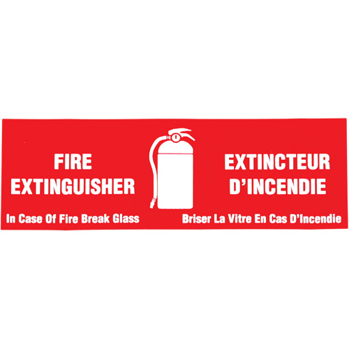 "Fire Extinguisher / Extincteur d'incendie" Label, 2" x 6", Vinyl, Bilingual with Pictogram Seaboard Timber Mart