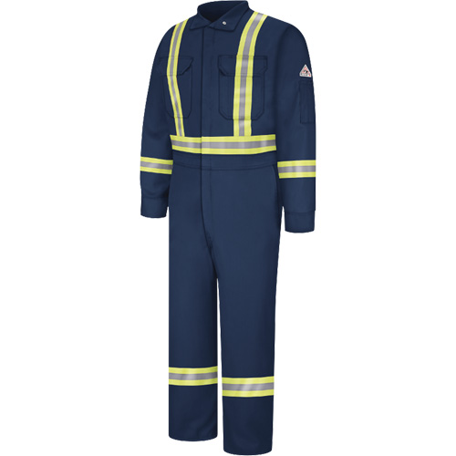 Flame-Resistant Coveralls with Reflective Trim, Size 38, Navy Blue, 12.2 cal/cm² Seaboard Timber Mart