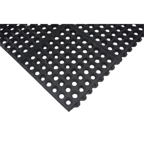 Anti-Fatigue Link Matting, Honeycomb, 3' x 3' x 1/2", Black, Natural Rubber Seaboard Timber Mart