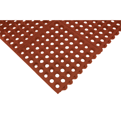 Tapis modulaire antifatigue, Nid d'abeilles, 3' x 3' x 1/2", Brun, Nitrile/Caoutchouc Seaboard Timber Mart