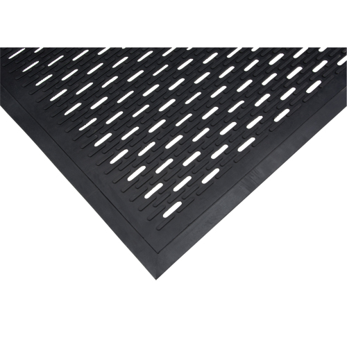 Tapis &agrave; profil bas, Caoutchouc, Grattoir Type, Motif &agrave; fentes, 3' x 5', Noir Seaboard Timber Mart