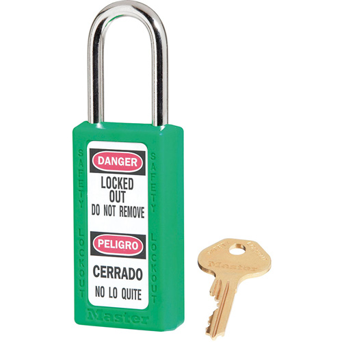 Cadenas de s&eacute;curit&eacute; Zenex 411, Vert, Cl&eacute;s identiques, Thermoplastique, Largeur de 1-1/2" Seaboard Timber Mart