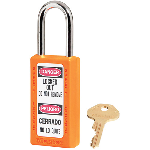 Cadenas de s&eacute;curit&eacute; Zenex 411, Orange, Cl&eacute;s identiques, Thermoplastique, Largeur de 1-1/2" Seaboard Timber Mart