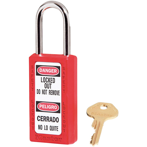 Cadenas de s&eacute;curit&eacute; Zenex 411, Rouge, Cl&eacute;s identiques, Thermoplastique, Largeur de 1-1/2" Seaboard Timber Mart