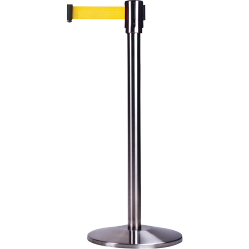 Barri&egrave;res sur pieds pour le contr&ocirc;le des foules, Acier, 35" h, Ruban Jaune, Longueur du ruban 12' Seaboard Timber Mart
