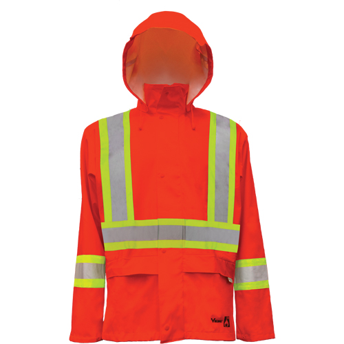 Vestes de s&eacute;curit&eacute; imperm&eacute;ables ignifuges haute visibilit&eacute; en polyur&eacute;thane, Petit, Orange haute visibilit&eacute; Seaboard Timber Mart