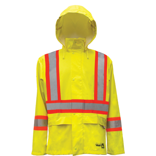 Vestes de s&eacute;curit&eacute; imperm&eacute;ables ignifuges haute visibilit&eacute; en polyur&eacute;thane, Petit, Jaune lime haute visibilit&eacute; Seaboard Timber Mart