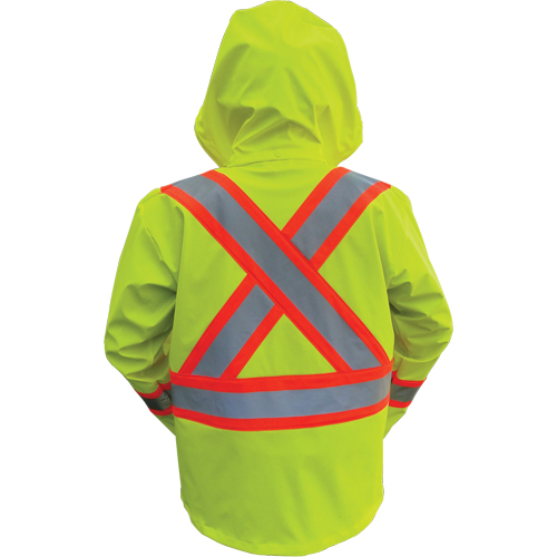 Vestes de s&eacute;curit&eacute; imperm&eacute;ables ignifuges haute visibilit&eacute; en polyur&eacute;thane, Petit, Jaune lime haute visibilit&eacute; Seaboard Timber Mart