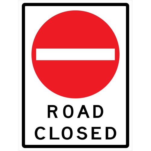 "Road Closed" Roll-Up Traffic Sign, 36" x 48", Vinyl, English with Pictogram Seaboard Timber Mart