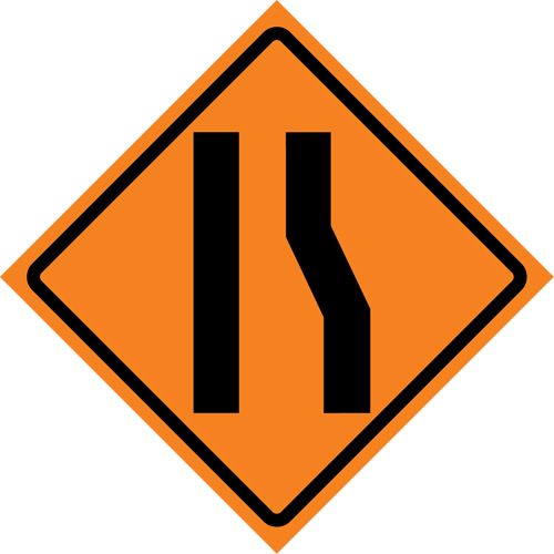 Merge Left Roll-Up Traffic Sign, 29-1/2" x 29-1/2", Vinyl, Pictogram Seaboard Timber Mart