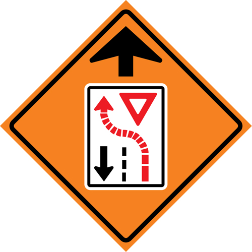 Yield Ahead Roll-Up Traffic Sign, 29-1/2" x 29-1/2", Vinyl, Pictogram Seaboard Timber Mart