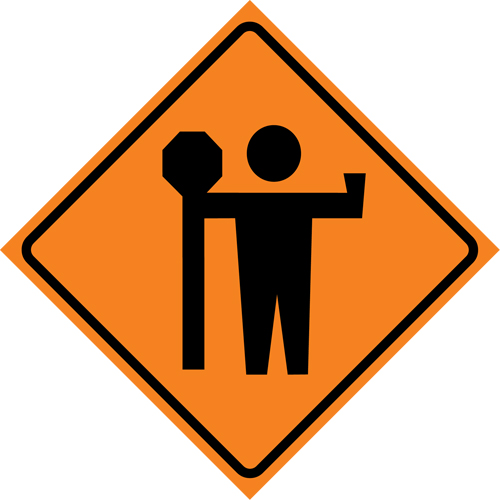 Flagman Roll-Up Sign Traffic Sign, 29-1/2" x 29-1/2", Vinyl, Pictogram Seaboard Timber Mart