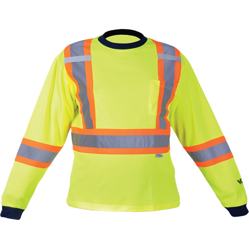 Safety Long Sleeve Shirt, Polyester, Medium, High Visibility Lime-Yellow Seaboard Timber Mart