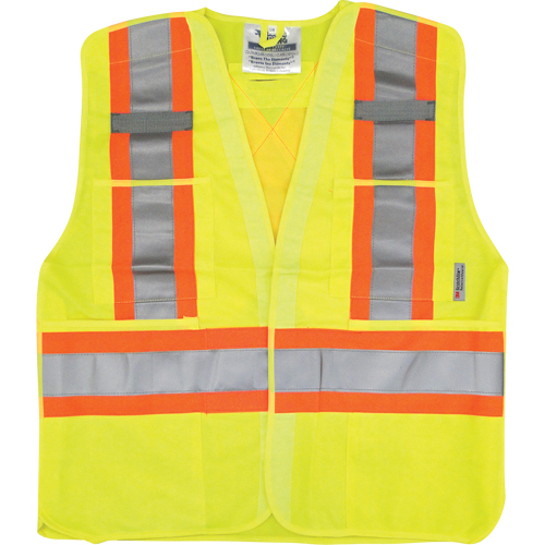 Traffic Safety Vest, High Visibility Lime-Yellow, Medium/Small, Polyester Seaboard Timber Mart