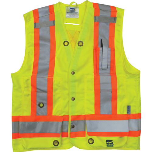 Veste de s&eacute;curit&eacute; pour arpenteur, Jaune lime haute visibilit&eacute;, Petit, Polyester Seaboard Timber Mart
