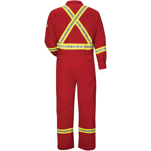 Flame-Resistant Deluxe Coveralls with Reflective Trim, Size 38, Red, 5.6 cal/cm² Seaboard Timber Mart