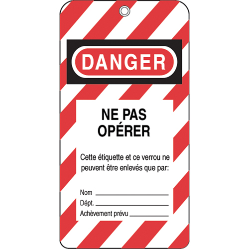 Lockout Tags, Plastic, 3" W x 5-3/4" H, French Seaboard Timber Mart