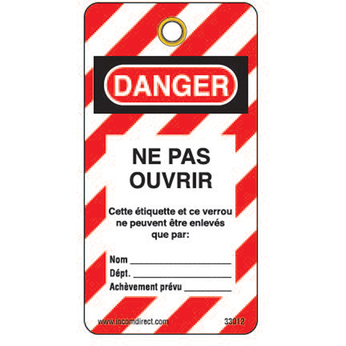 Lockout Tags, Plastic, 3" W x 5-3/4" H, French Seaboard Timber Mart