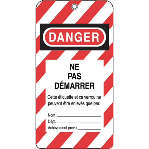 Lockout Tags, Plastic, 3" W x 5-3/4" H, French Seaboard Timber Mart