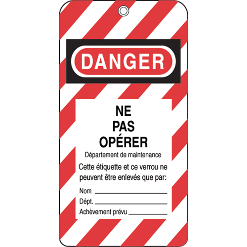 Lockout Tags, Plastic, 3" W x 5-3/4" H, French Seaboard Timber Mart