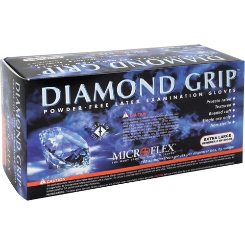 Diamond Grip Examination Gloves, 2X-Large, Latex, 8-mil, Powder-Free, Yellow, Class 2 Seaboard Timber Mart