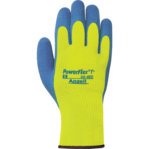PowerFlex&reg; T° Hi Viz 80-400 Gloves, 7/Small, Rubber Latex Coating, 7 Gauge, Terry Shell Seaboard Timber Mart