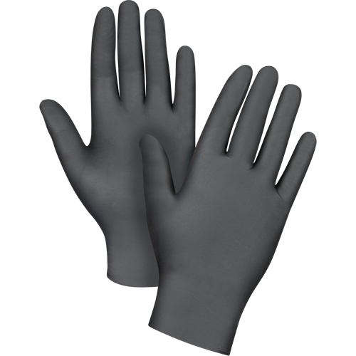 Gants jetables de calibre m&eacute;dical, Petit, Nitrile, 6 mils, Sans poudre, Noir, Classe 2 Seaboard Timber Mart