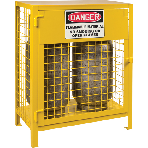 Gas Cylinder Cabinets, 2 Cylinder Capacity, 30" W x 17" D x 37" H, Yellow Seaboard Timber Mart