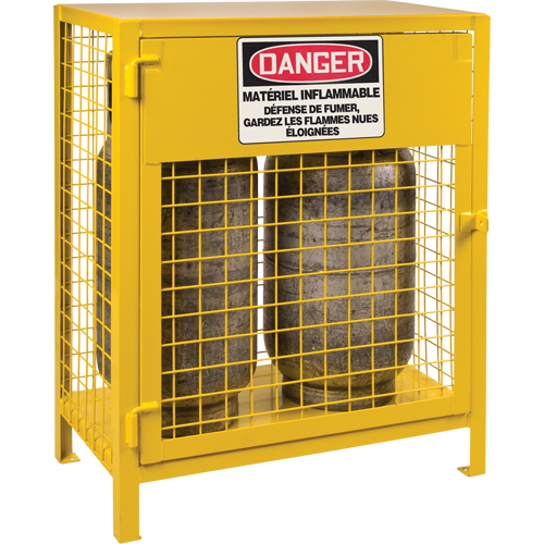 Gas Cylinder Cabinets, 2 Cylinder Capacity, 30" W x 17" D x 37" H, Yellow Seaboard Timber Mart
