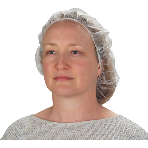 Non-Woven Bouffant Caps, Polypropylene, 21"/Large, White Seaboard Timber Mart