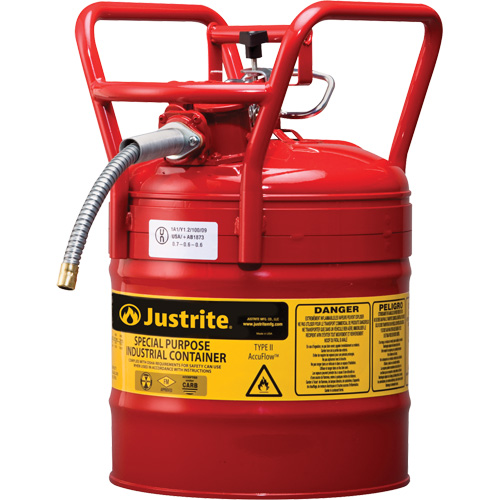 Bidons s&eacute;curitaires D.O.T. de AccuFlow, Type II, Acier, 5 gal. US, Rouge, Homologu&eacute; FM Seaboard Timber Mart