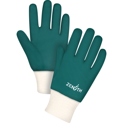 Double Dipped Green Gloves, 10" L, PVC, Cotton Jersey Inner Lining, 70-mil Seaboard Timber Mart
