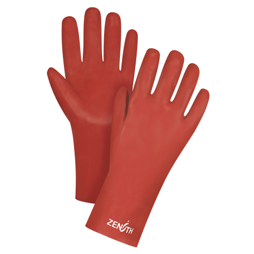 Gants rouges &agrave; fini doux r&eacute;sistants aux produits chimiques, Taille 9, 12" lo, PVC, Doublure en Interlock, 47-mil Seaboard Timber Mart